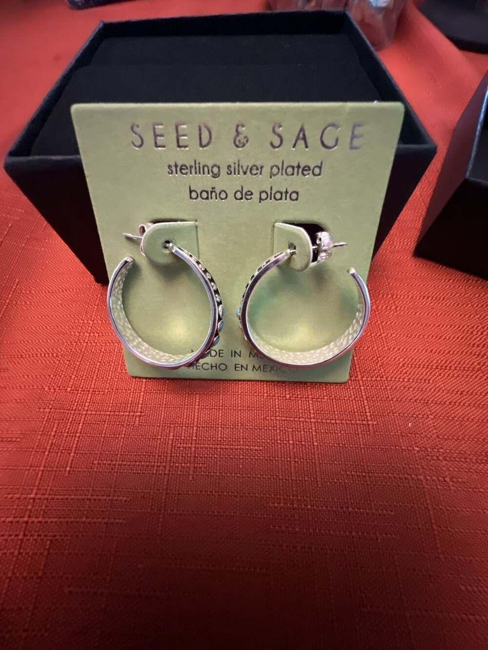 Seed & Sage Sterling Silver Plated Turquoise Bead Hoop Earrings
